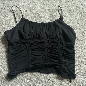 Princess Polly Black Ruched Spaghetti Strap Crop Top